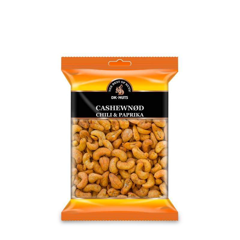Cashewnød Paprika & Chili 250 g DK-NUTS | Krydret snack til kontoret