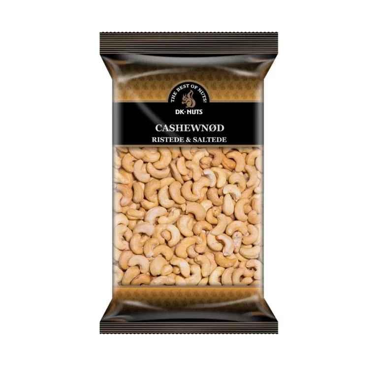 Ristede og saltede cashewnødder i pose 1 kg