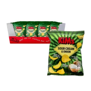 Kims Sour Cream & Onion chips i miniposer