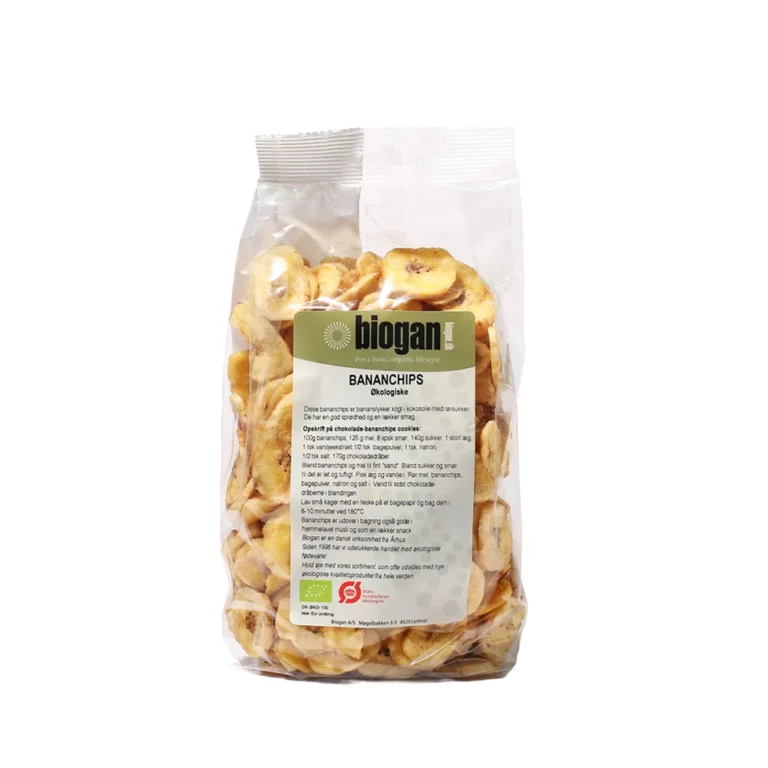 Økologiske bananchips i pose 400 g