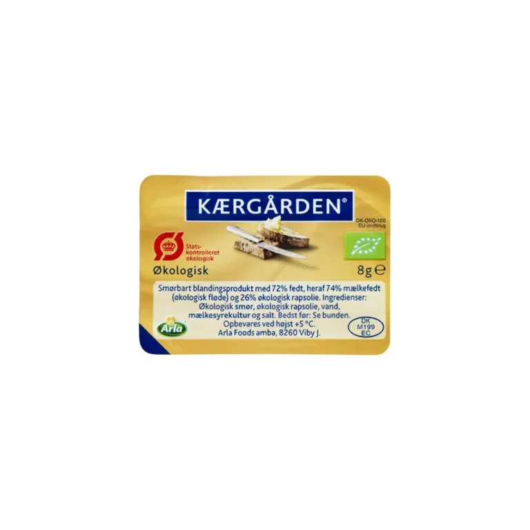 Økologisk Kærgården kuvertsmør 72% portionspakker