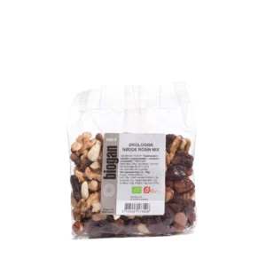 Økologisk nødde- og rosinmix i pose 200 g